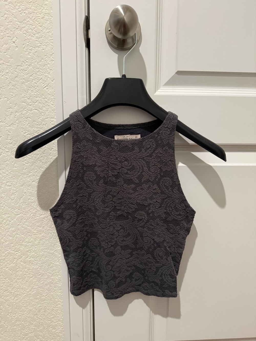 Abercrombie & Fitch Charcoal Textured Cropped Tank